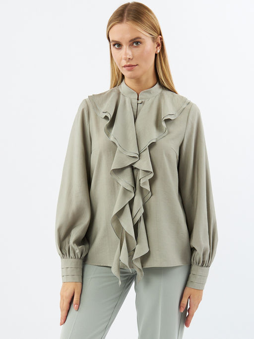 Блузкас отлетными рюшами OD-914-3 полынь - Tantino фото 2