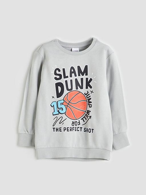 Bask?l? Erkek ?ocuk Sweatshirt ve E?ofman Alt 2li