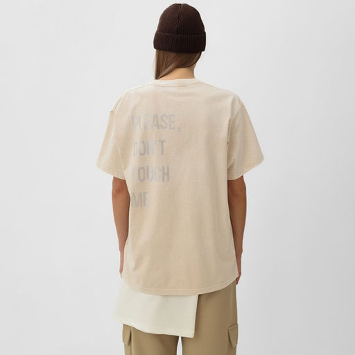 Футболка из вареного хлопка женская Mist Don't touch me, размер L, молочная
