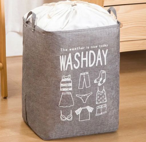 Корзина для вещей на завязках "Washday" серая