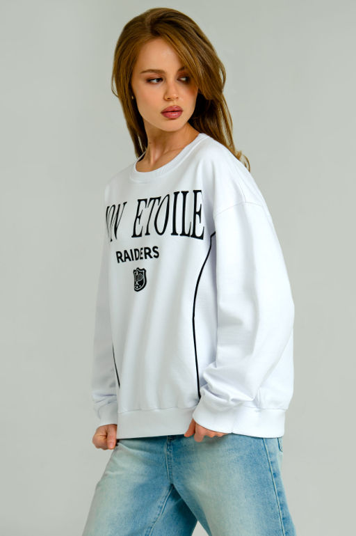 Арт. 15127 Свитшот женский оверсайз 44-50 (4 шт) Цвет:белый - Калинка фото 6