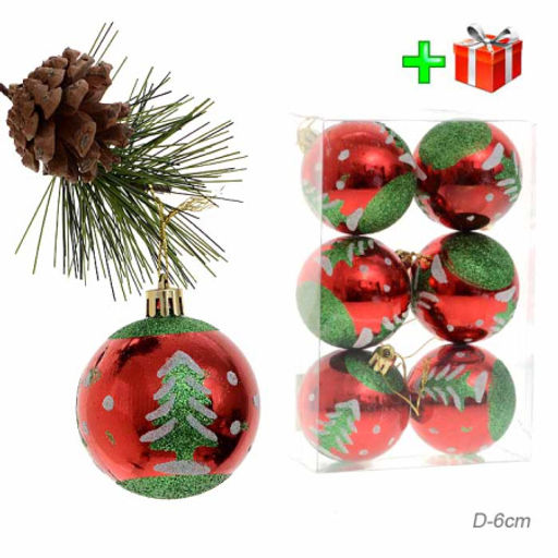 Елочные шары 6 штук 6 см / HX-068 /уп 120/ - Галеонтрейд фото 2