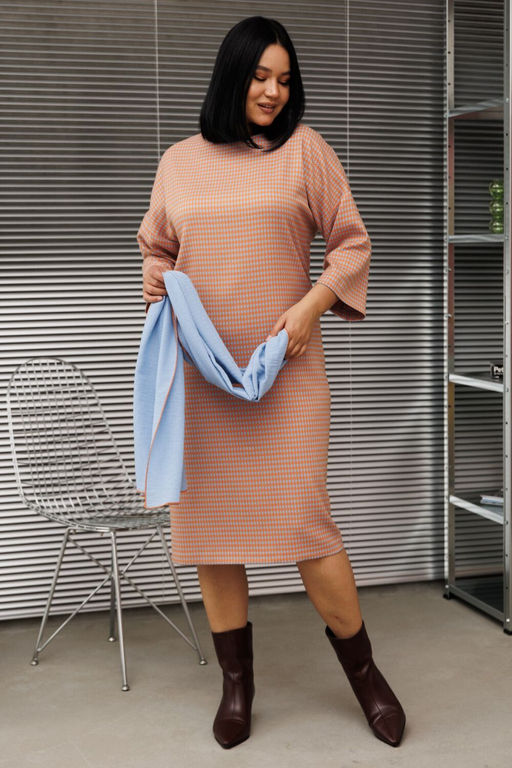 Платье Anastasia 1188.2 гусиная лапка (оранжево-голубой) фото 2