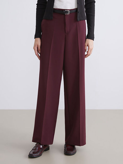 Beli Kemerli Geni? Pa?a Kad?n Pantolon