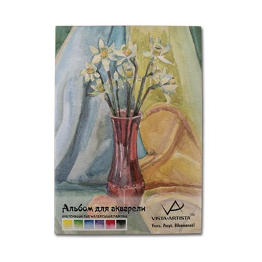 VISTA-ARTISTA SWB-02 Альбом для акварели 100% целлюлоза 230 г/м2 A4 21 х 29.7 см склейка с одной стороны 12 л. Чеснок белая бумага крупнозернистая