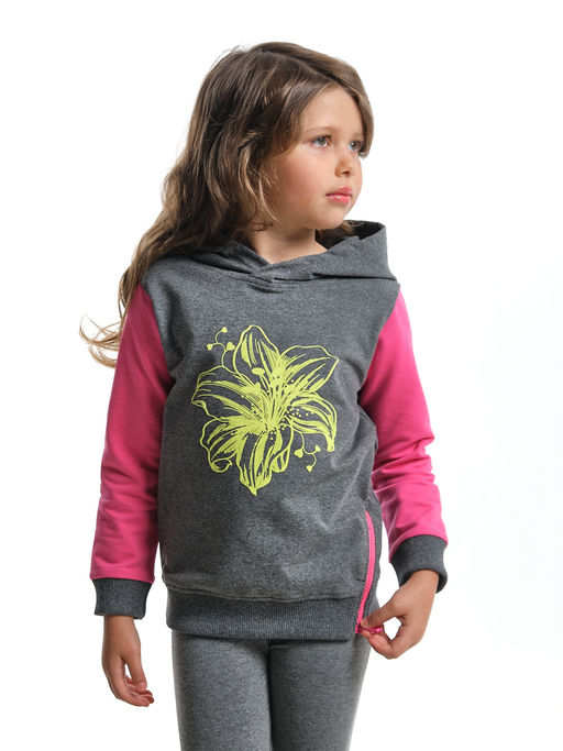 Толстовка для девочки с капюшоном UD 3745 граф/мал - Mini maxi фото 4