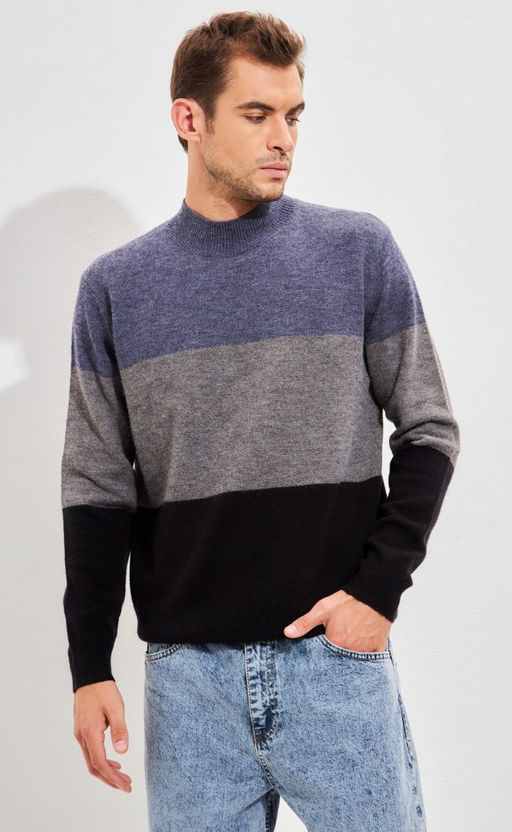 Джемпер мужской в полоску F321-15302 синий - Fine joyce фото 5