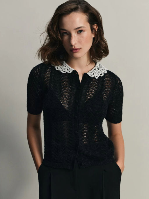 Ажурный джемпер с кружевным воротником / Zarina