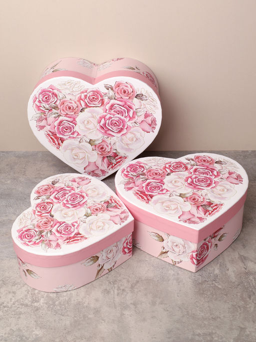 Коробка подарочная 3 штуки Сердце / 1156 /уп 24/16*18.3*7/18*20.3*8/20*22.3*9cm - ГалеонТрейд фото 2