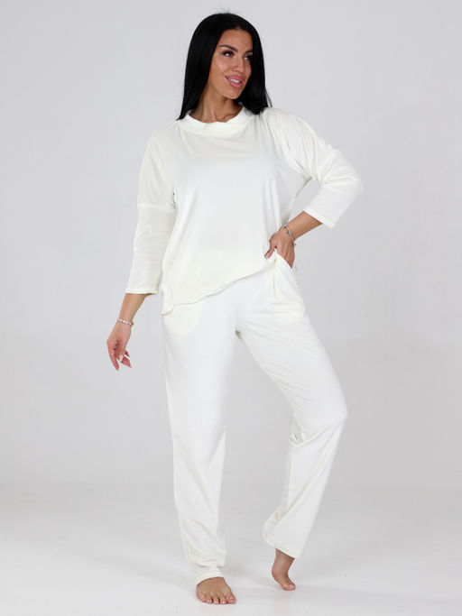 452 ПИЖАМА ЖЕНСКАЯ (брюки) (Молочный) - А-дина фото 3
