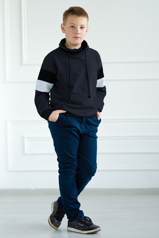 Толстовка подростковая из футера Оскар антрацит - Амадэль фото 4