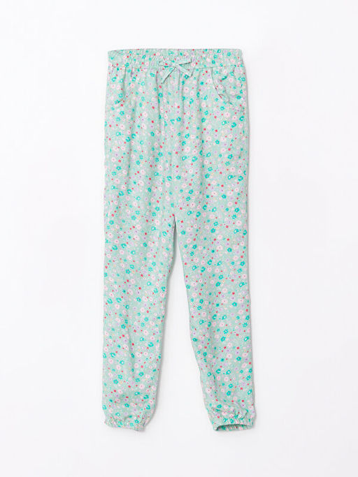 Beli Lastikli Desenli Viskon K?z ?ocuk Pantolon