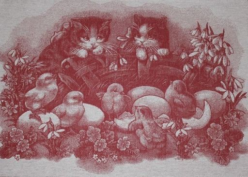 Полотенце жаккардовое Премиум Котята-Цыплята 50*70 см. - Лен поволжья фото 3