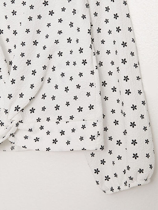 Bisiklet Yaka Bask?l? Uzun Kollu K?z ?ocuk Bluz - Waikiki фото 3