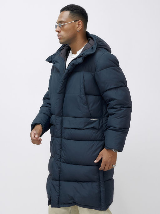 Парка MTFORCE мужская зимняя модная удлиненная спортивная темно-синего цвета 2416_1TS фото 8