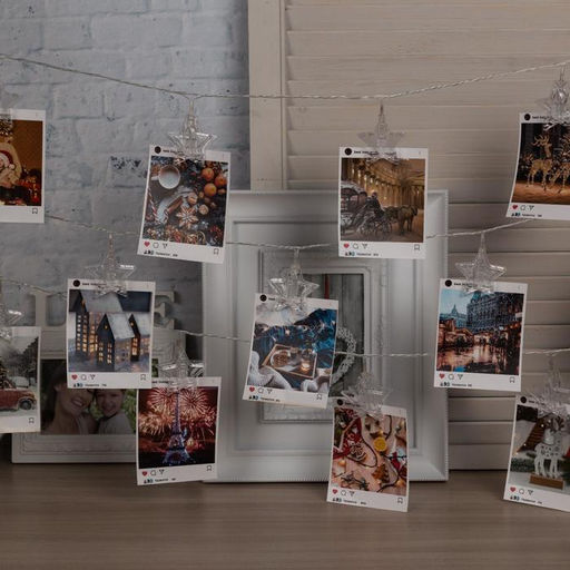 Гирлянда Нить 4.5 м с насадками Прищепки-звёзды, IP20, прозрачная нить, 20 LED, свечение мульти (RG/RB), мигание, 220 В - Luazon lighting фото 2