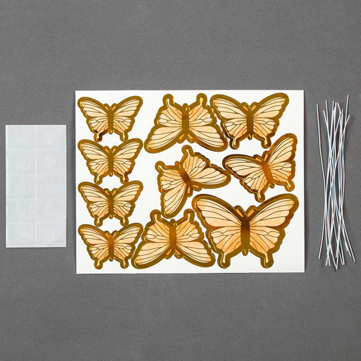 Набор для украшения торта Бабочки, 10 шт., золотистый - Страна карнавалия фото 5