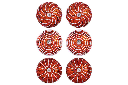 Набор 6 новогодних шаров 8*8 см Полоски красный - Elan gallery фото 5