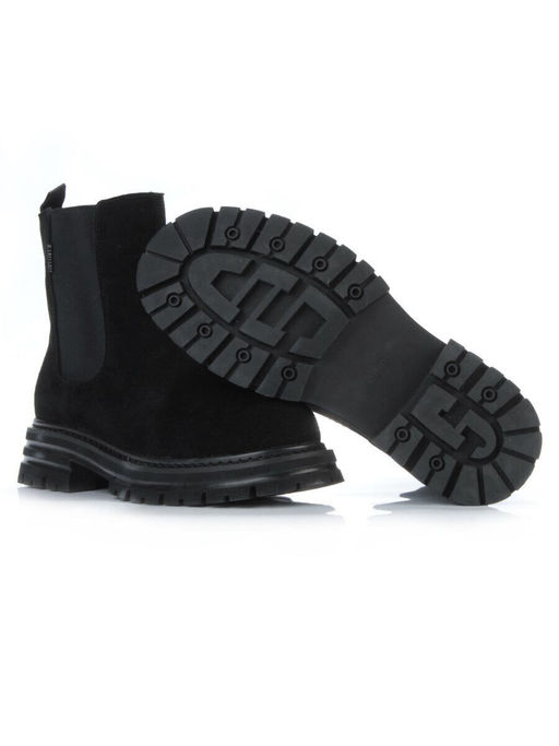 01-155-1HR BLACK Ботинки Челси демисезонные женские (натуральная замша, байка)