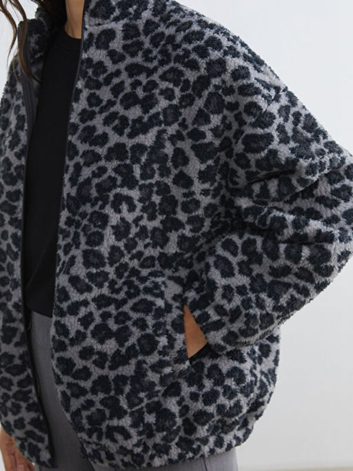 Leopar Desenli Oversize Kad?n Pel?? H?rka