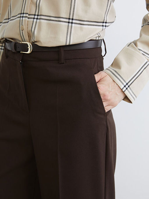 Beli Kemerli Geni? Pa?a Kad?n Pantolon