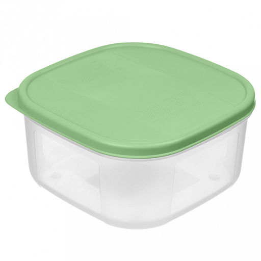 "Verona" Контейнер для продуктов пластмассовый "Botanica" 0,42л, 11х11х6см, квадратный, гибкая крышка, зеленый, подходит для СВЧ (Россия)