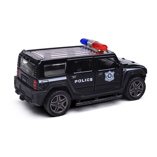 Чёрная инерционная служебная машинка с мигалкой die-cast,1:32, открывающиеся двери