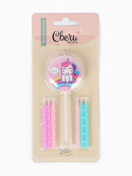 Набор свечей для торта «Нежный единорог», макарунс, 7 шт