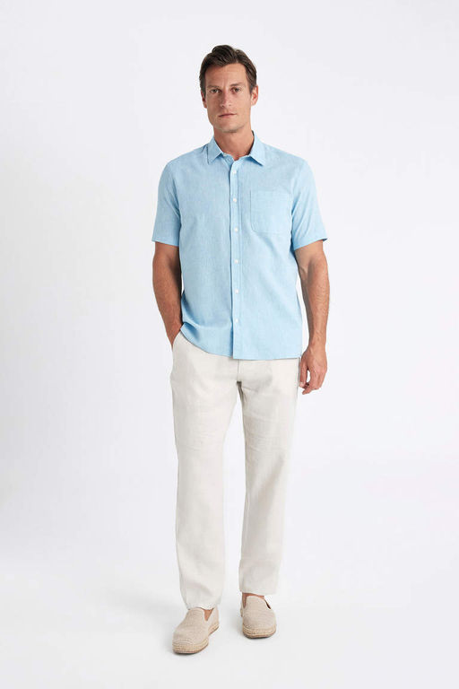 Рубашка стандартного кроя с воротником поло и короткими рукавами - Defacto фото 2
