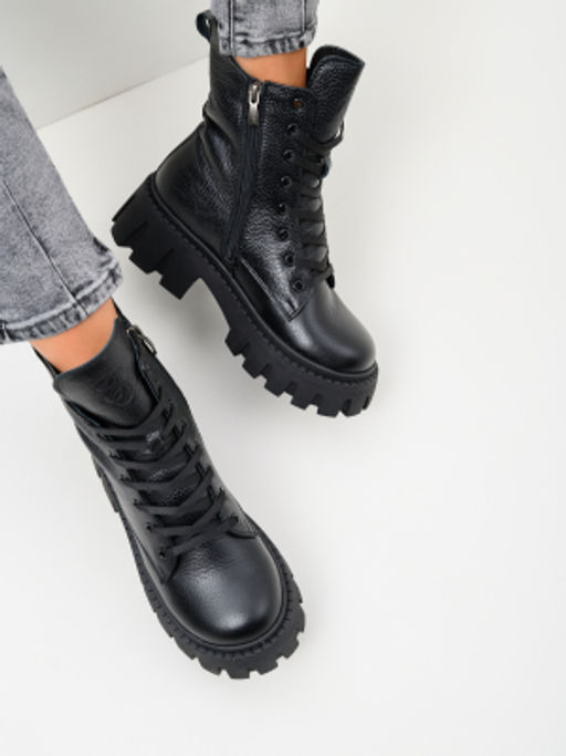 Ботинки 346.чанкиbl. Черный макс / Шерсть