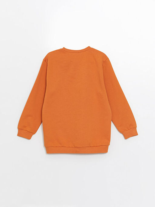 Bisiklet Yaka Bask?l? Erkek ?ocuk Sweatshirt