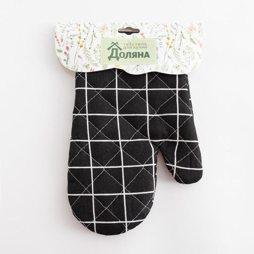 Варежка Доляна Клетка цв.черный 26*16 см, 100% п/э  фото 4