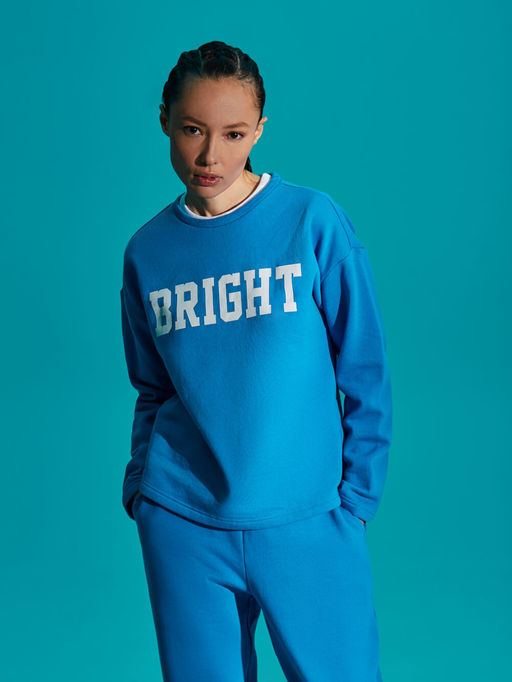 Голубая толстовка с текстовым принтом - Incity фото 2