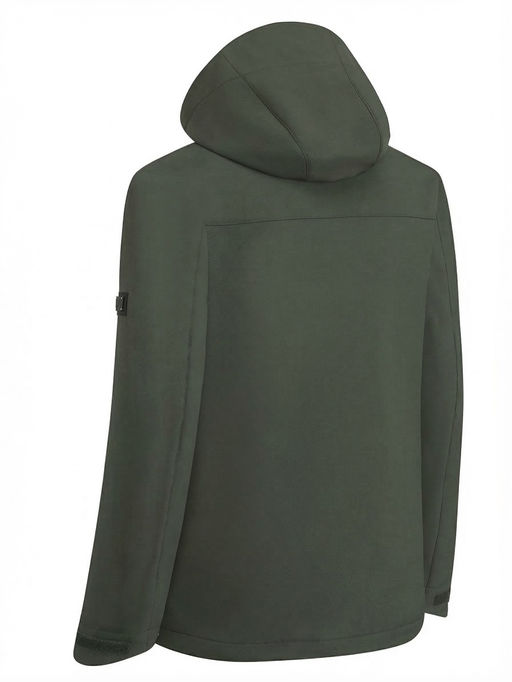 Ветровка мужская софтшелл виндстоппер с капюшоном спортивная цвета хаки 9615_1Kh
