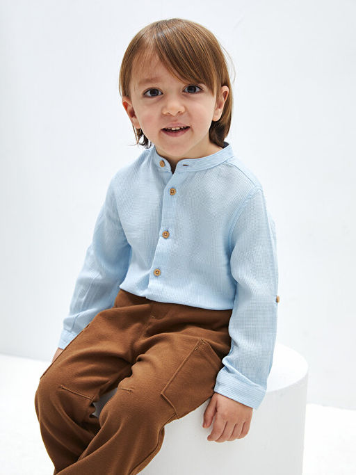 Hakim Yaka Basic Uzun Kollu Erkek Bebek G?mlek