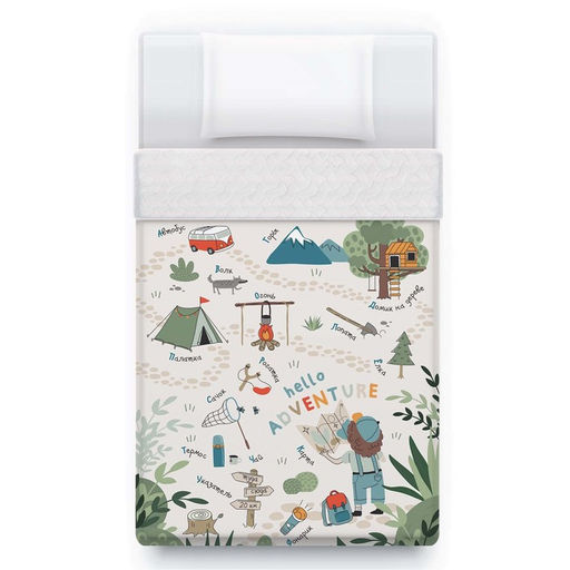 Покрывало 1.5-спальное «Этель» Hello, adventure, 145×210±5 см, микрофибра