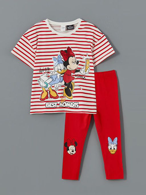 Minnie Mouse Bask?l? K?z ?ocuk Ti??rt ve Tayt 2li