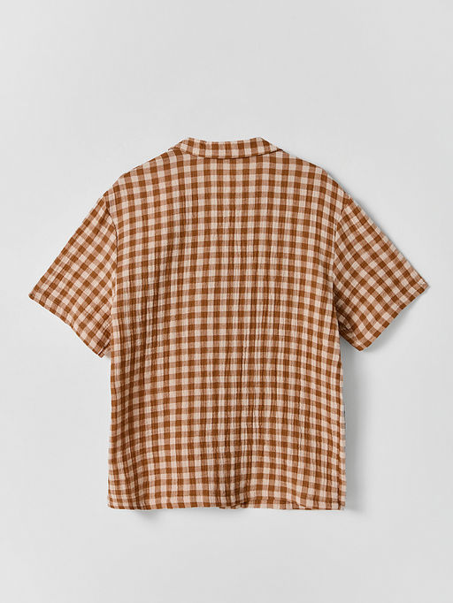 Рубашка для мальчиков коричневая в клетку прямого кроя - Mark formelle фото 6