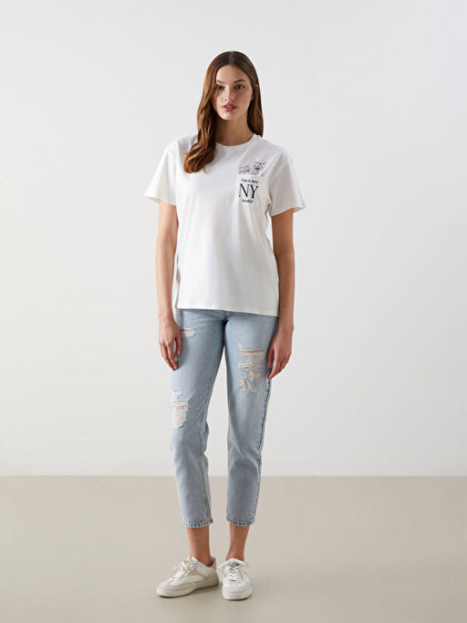 Bisiklet Yaka Tom & Jerry Bask?l? Kad?n Ti??rt