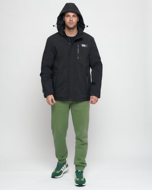 Куртка спортивная мужская большого размера черного цвета 88676Ch - Wonderrman фото 4