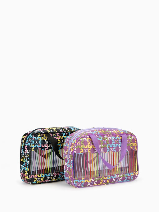 Косметичка-сумка на молнии в сетку, большая, с ручками, с принтом, МИКС