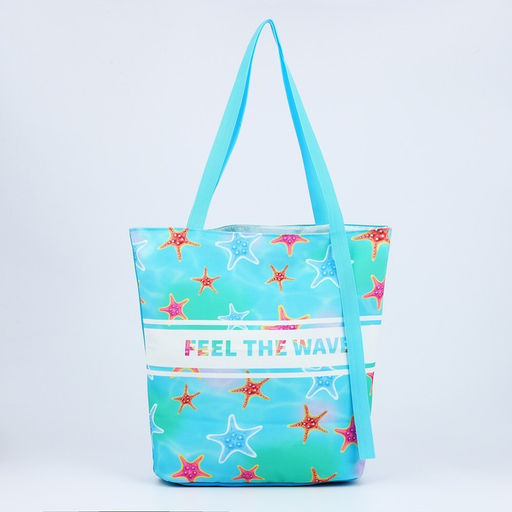 Сумка женская пляжная Feel the wave, 39х32 см, голубая - Nazamok фото 4