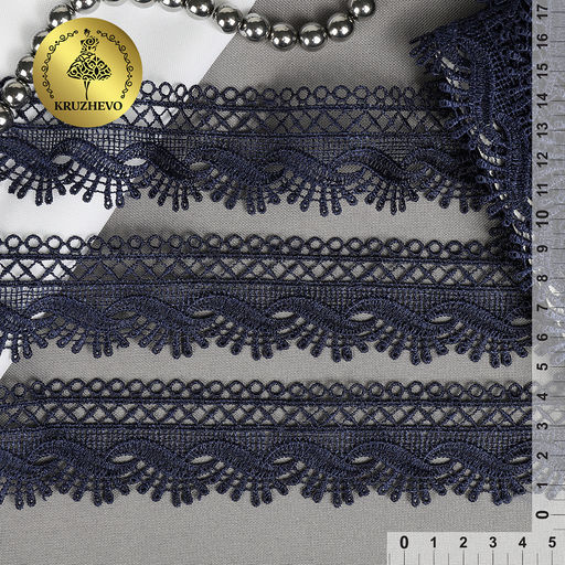 Кружево гипюр KRUZHEVO арт.TBY.16GB2005 шир.40мм цв.F330 темно-синий уп.13,71м