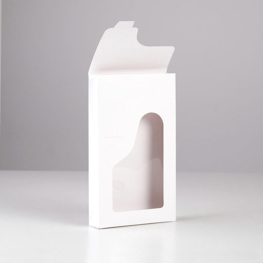 Коробка фигурная, кондитерская упаковка без печати, с окном, белый, 10 шт., 12×3×20 см