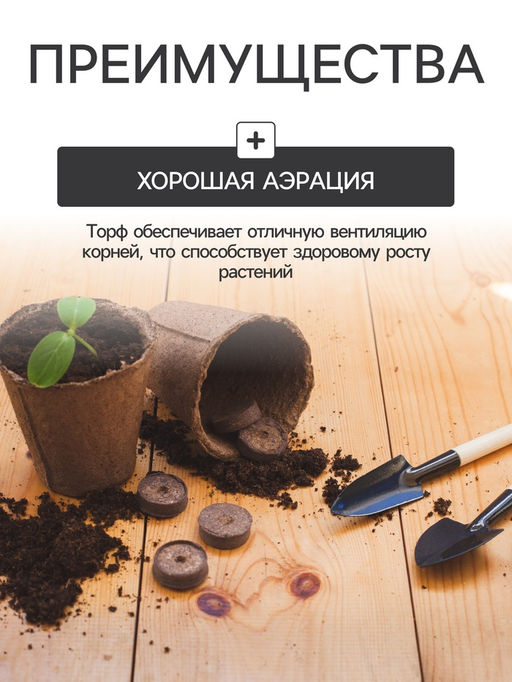 Цена за 6 шт. Набор для рассады: торфяной горшок 6×6 см, кассета на 6 ячеек, 17.5×13.5 см, Greengo  фото 5