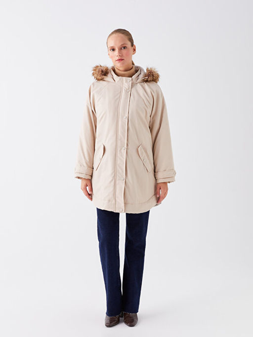 Kad?n Kap??onlu D?z Parka - Waikiki фото 3