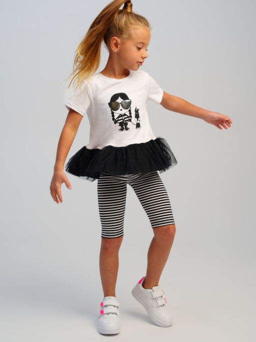 12522141 Комплект для девочек: брюки (легинсы укороченные), фуфайка (футболка) - Playtoday фото 2