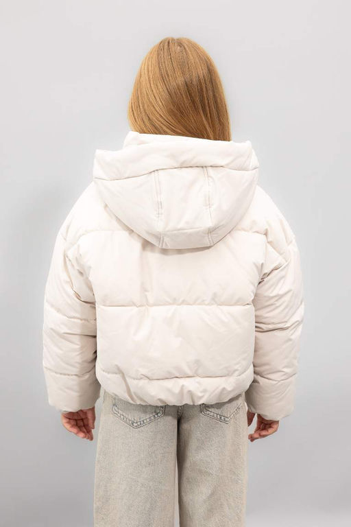 Водоотталкивающий пуховик с капюшоном для девочек - Defacto фото 5