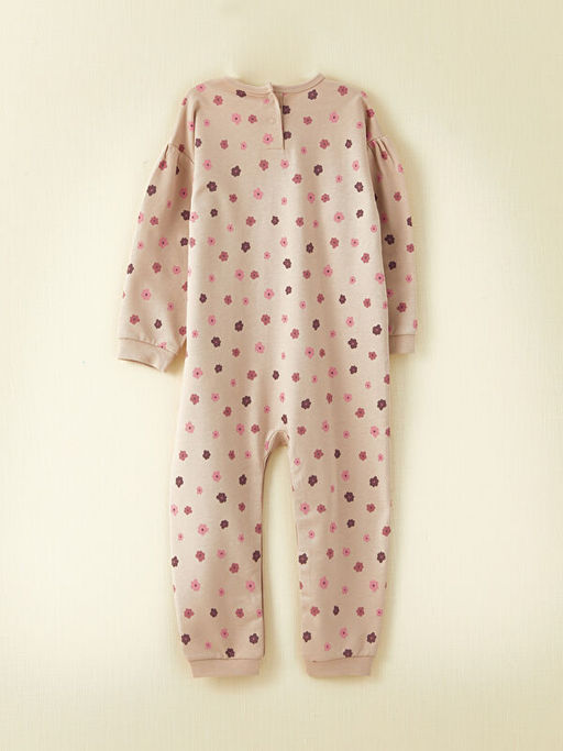 Bisiklet Yaka Uzun Kollu Desenli Organik Pamuklu K?z Bebek Tulum - Waikiki фото 2