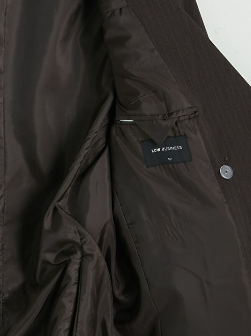 Regular Fit ?izgili Kruvaze Erkek Blazer Ceket
